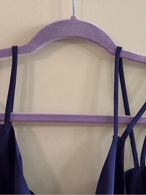 Women's Purple Satin Top- Elegant Strappy Nightwear